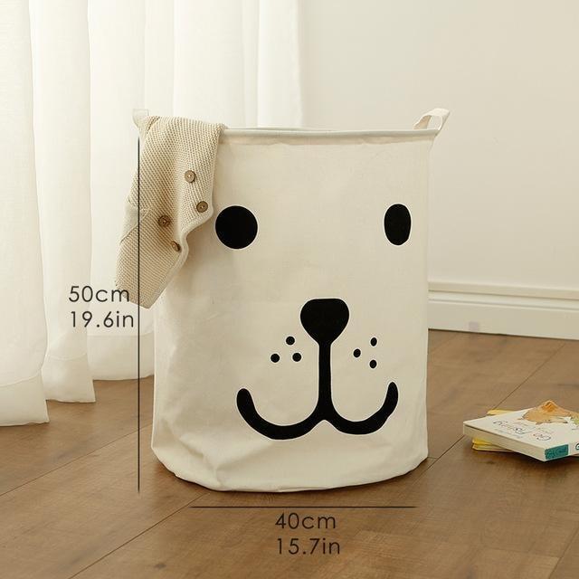 Cotton and linen storage bucket fabric waterproof folding hamper home debris toys storage basket - Mubimart -  