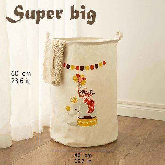 Cotton and linen storage bucket fabric waterproof folding hamper home debris toys storage basket - Mubimart