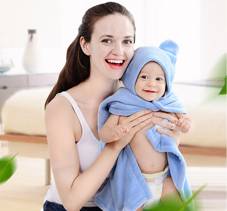 Cotton baby care hooded bath towel - Mubimart -  