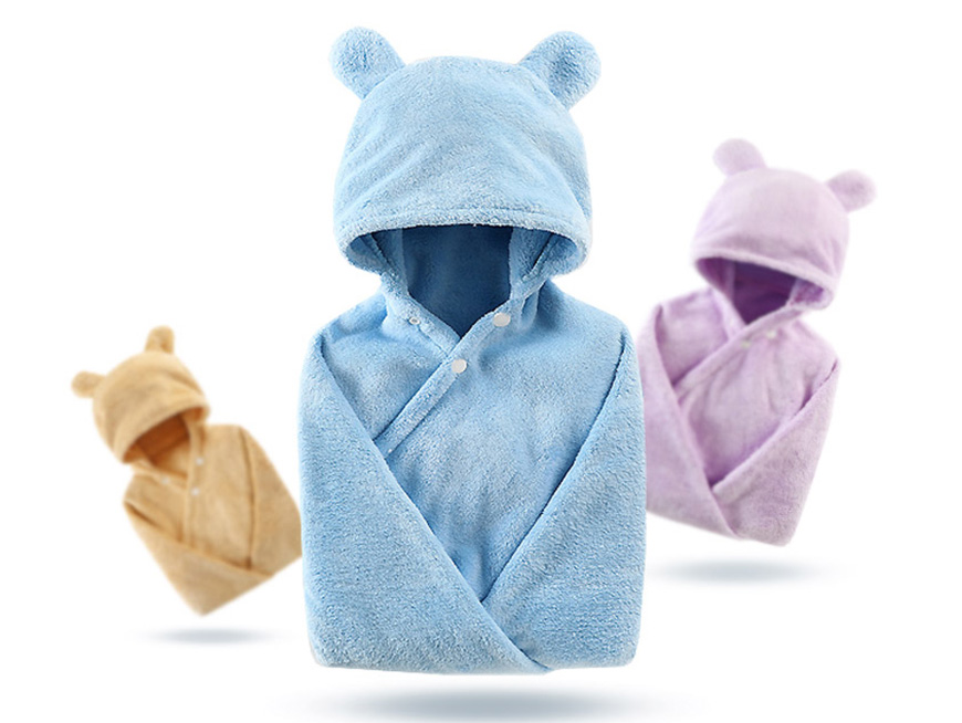 Cotton baby care hooded bath towel - Mubimart -  