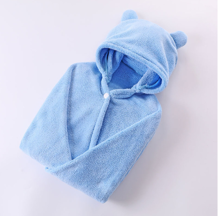 Cotton baby care hooded bath towel - Mubimart -  