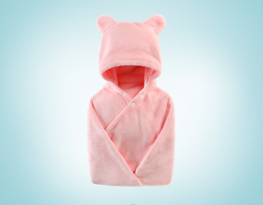 Cotton baby care hooded bath towel - Mubimart -  