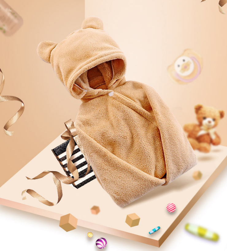 Cotton baby care hooded bath towel - Mubimart -  