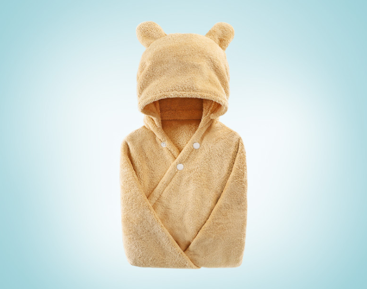 Cotton baby care hooded bath towel - Mubimart -  