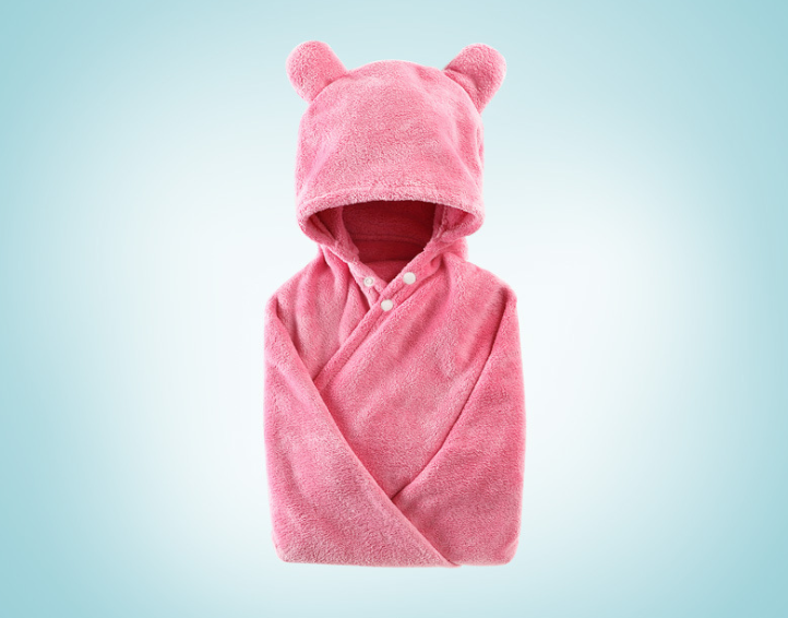 Cotton baby care hooded bath towel - Mubimart -  