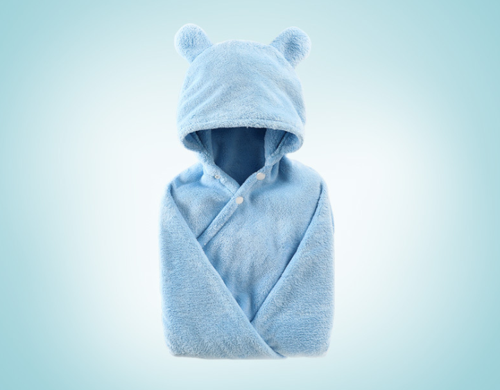 Cotton baby care hooded bath towel - Mubimart -  