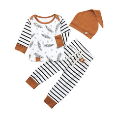 Cotton feather children's clothing 3 piece set - Mubimart - Baby Cloth 