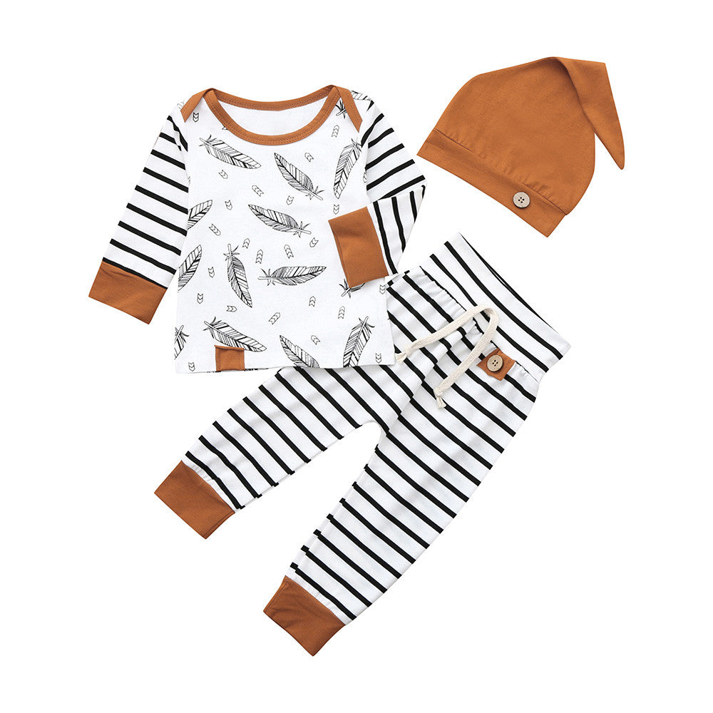 Cotton feather children's clothing 3 piece set - Mubimart -  