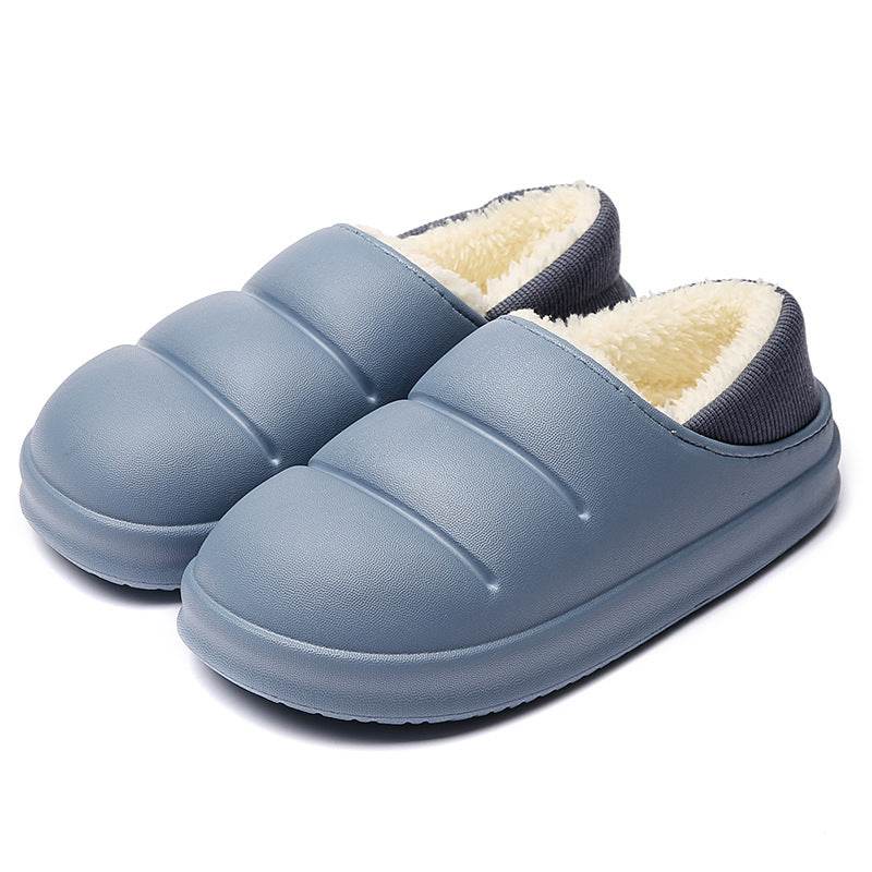 Couple Cotton Slippers Wiomen Winter Warm House Shoes Waterproof Garden Slipper - Mubimart