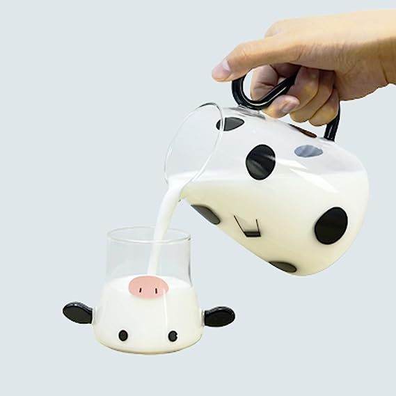 Cow Carafe Pitcher Cow Water Pitcher With Cup Bedside Water Carafe Cow Glass Set Cow Pitcher Water Carafe With Glass Cup For Nightstand - Mubimart