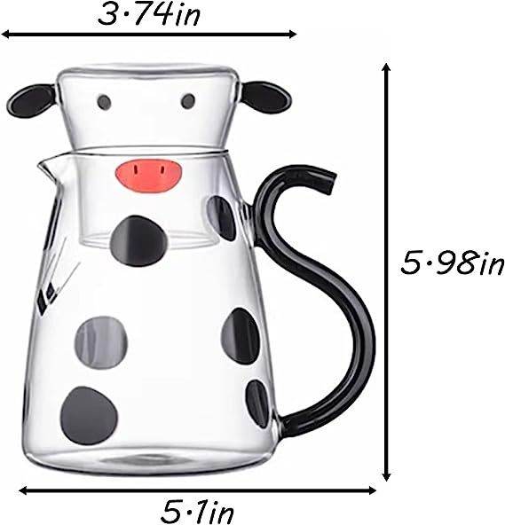 Cow Carafe Pitcher Cow Water Pitcher With Cup Bedside Water Carafe Cow Glass Set Cow Pitcher Water Carafe With Glass Cup For Nightstand - Mubimart
