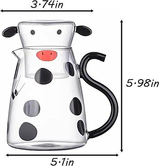 Cow Carafe Pitcher Cow Water Pitcher With Cup Bedside Water Carafe Cow Glass Set Cow Pitcher Water Carafe With Glass Cup For Nightstand - Mubimart