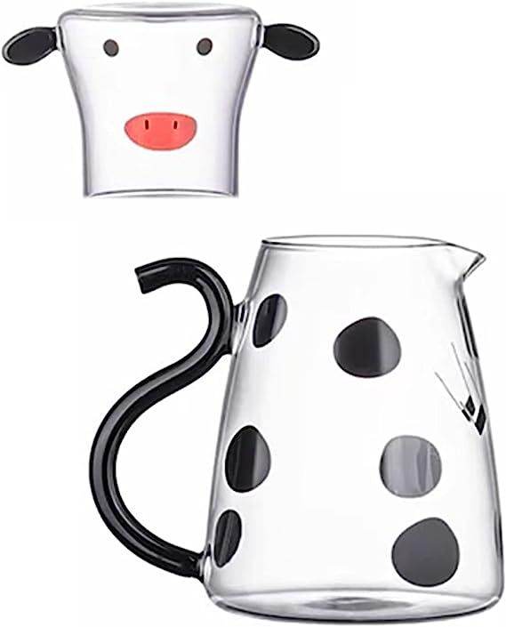 Cow Carafe Pitcher Cow Water Pitcher With Cup Bedside Water Carafe Cow Glass Set Cow Pitcher Water Carafe With Glass Cup For Nightstand - Mubimart