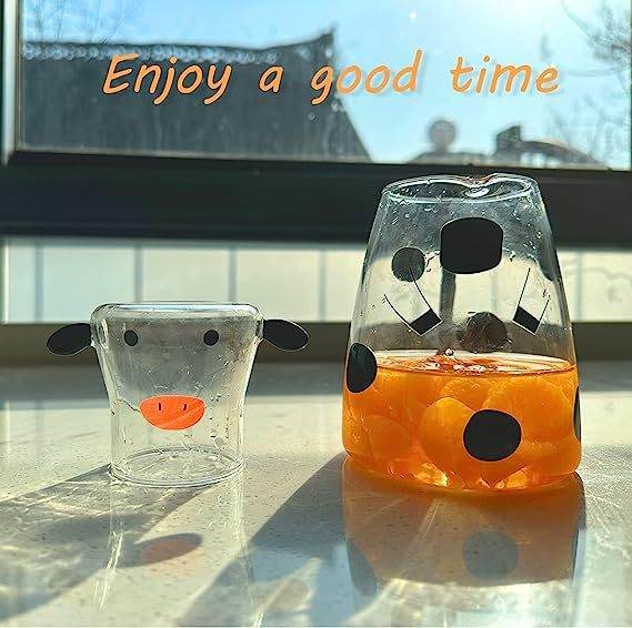 Cow Carafe Pitcher Cow Water Pitcher With Cup Bedside Water Carafe Cow Glass Set Cow Pitcher Water Carafe With Glass Cup For Nightstand - Mubimart