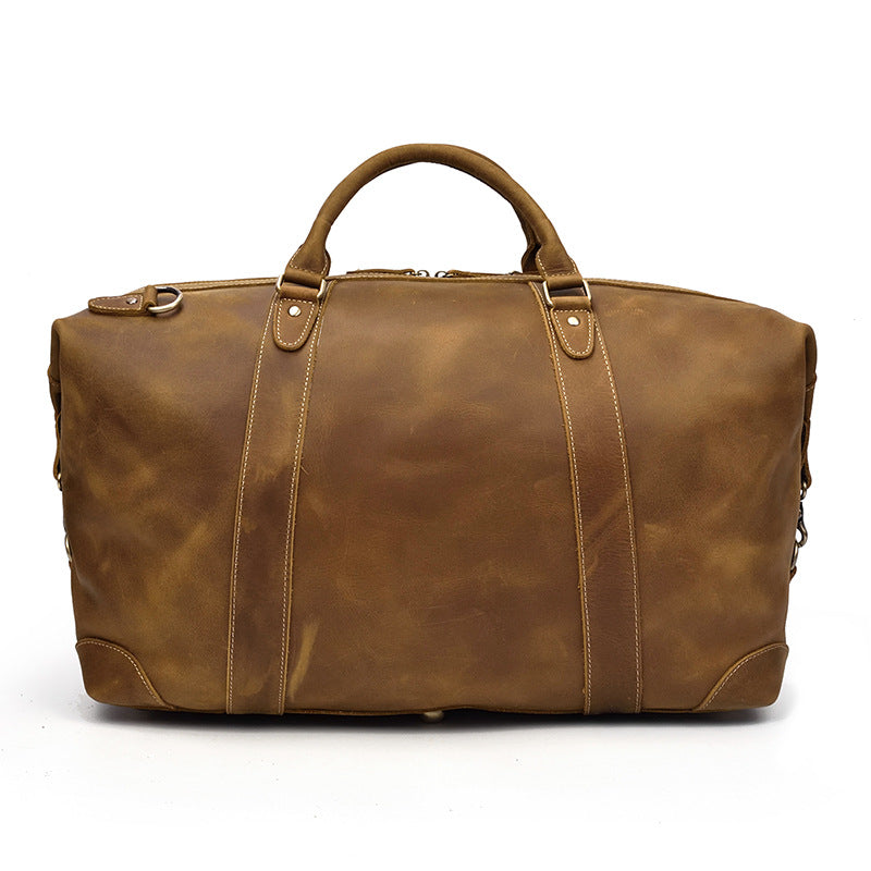 Crazy horse leather large capacity luggage bag - Mubimart -  