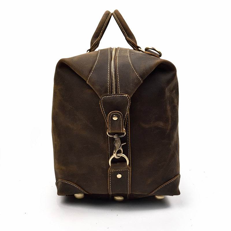 Crazy horse leather large capacity luggage bag - Mubimart