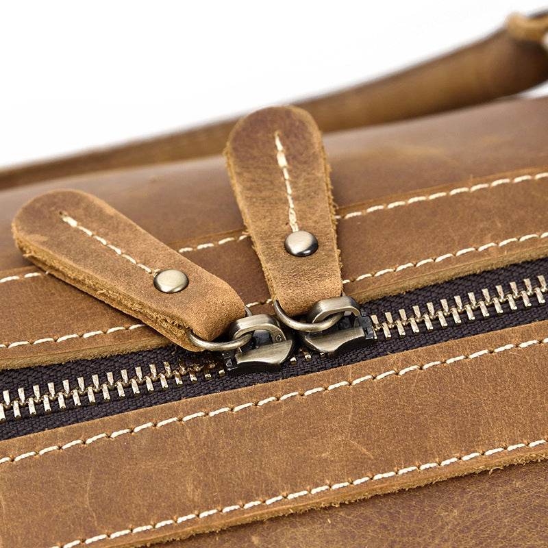 Crazy horse leather large capacity luggage bag - Mubimart