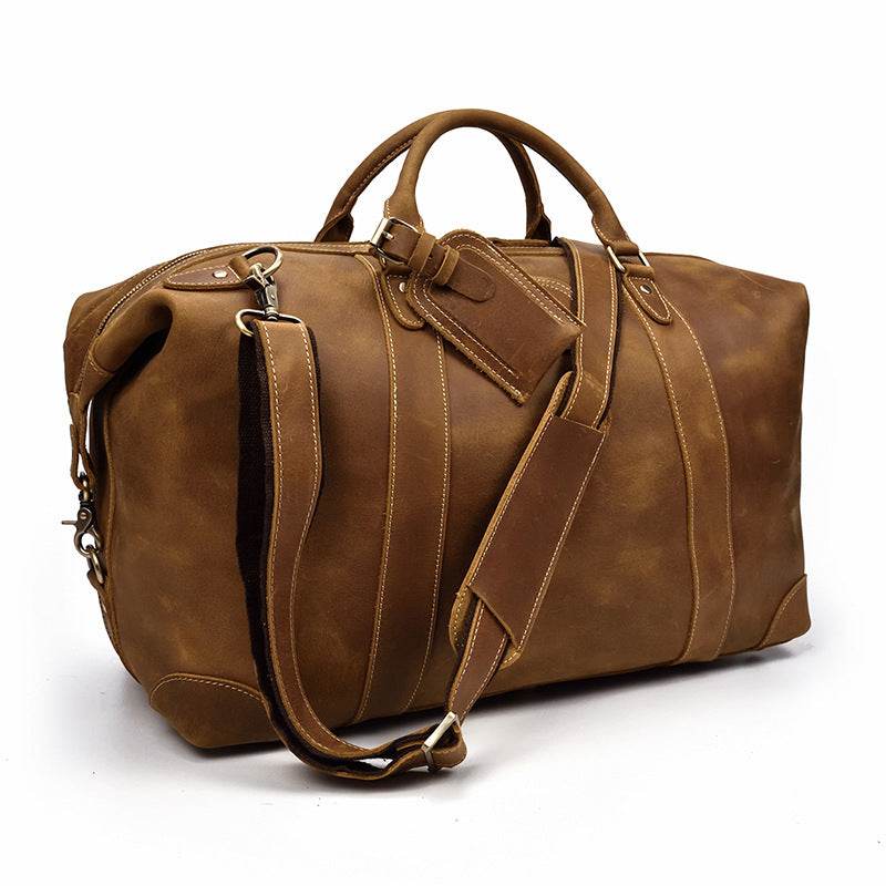 Crazy horse leather large capacity luggage bag - Mubimart