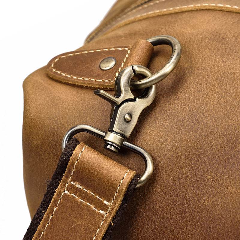 Crazy horse leather large capacity luggage bag - Mubimart