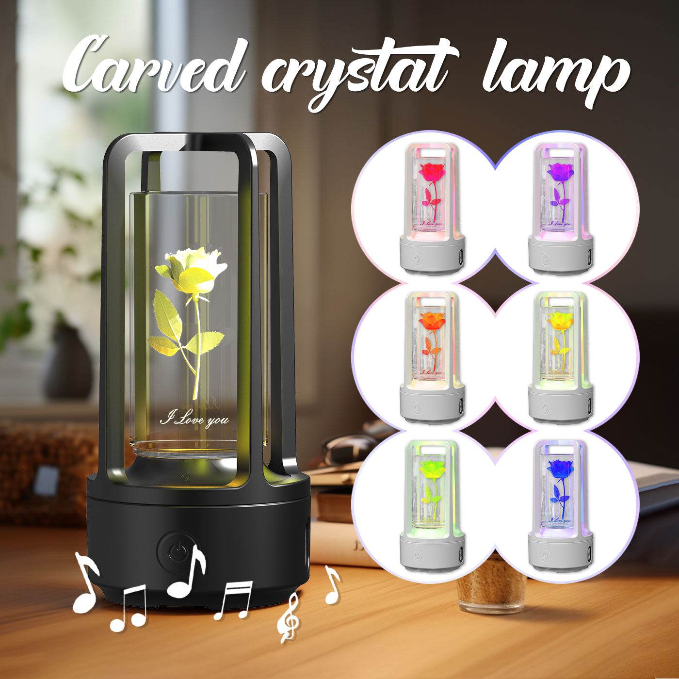 Creative 2 In 1 Audio Acrylic Crystal Lamp And Bluetooth Speaker Valentine's Day Gift Touch Night Lamp - Mubimart