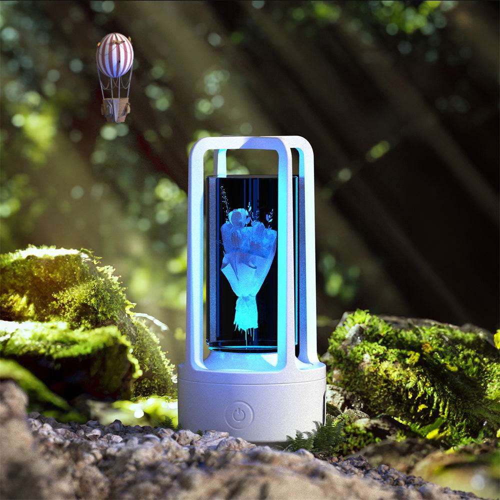 Creative 2 In 1 Audio Acrylic Crystal Lamp And Bluetooth Speaker Valentine's Day Gift Touch Night Lamp - Mubimart
