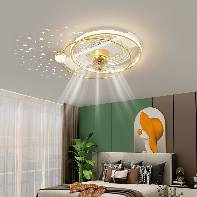 Creative 360 Rotating Head Shaking Electric Fan Integrated Ceiling Lamp - Mubimart -  