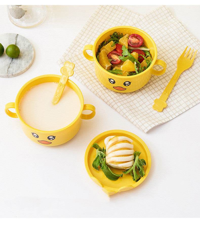 Creative And Fashionable Five-Piece Cartoon Baby Children's Tableware Dinner Plate Household Anti-Fall Split Grid Cartoon Set Complementary Food Bowl - Mubimart