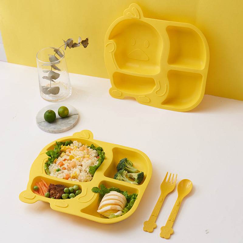 Creative And Fashionable Five-Piece Cartoon Baby Children's Tableware Dinner Plate Household Anti-Fall Split Grid Cartoon Set Complementary Food Bowl - Mubimart