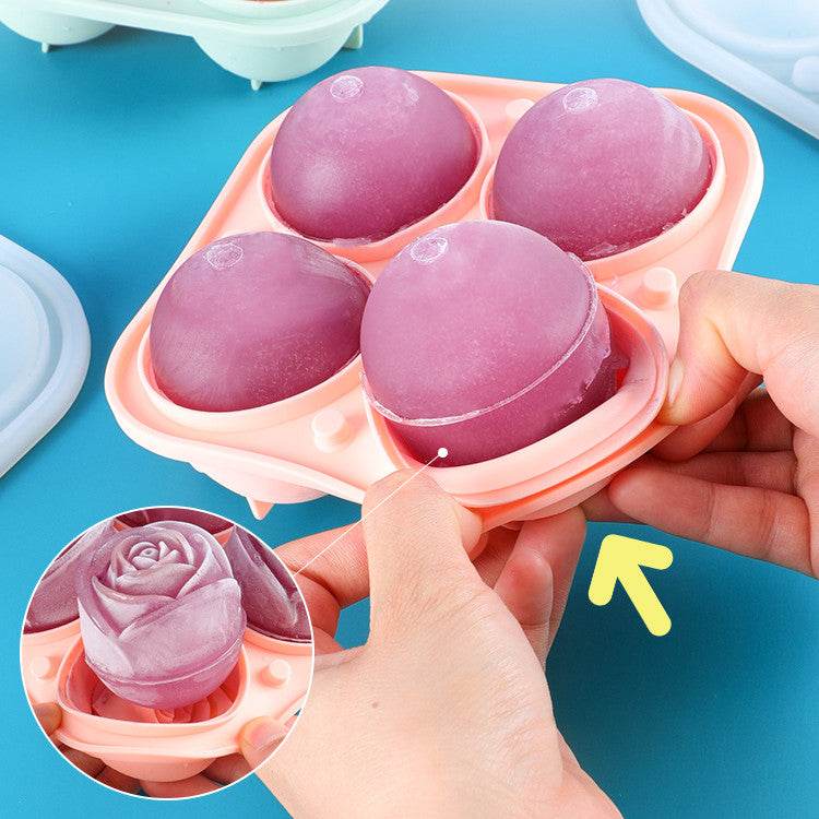Creative Big Rose Ice Cube Mold Wine Silicone Ice Tray - Mubimart