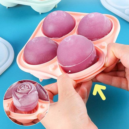 Creative Big Rose Ice Cube Mold Wine Silicone Ice Tray - Mubimart