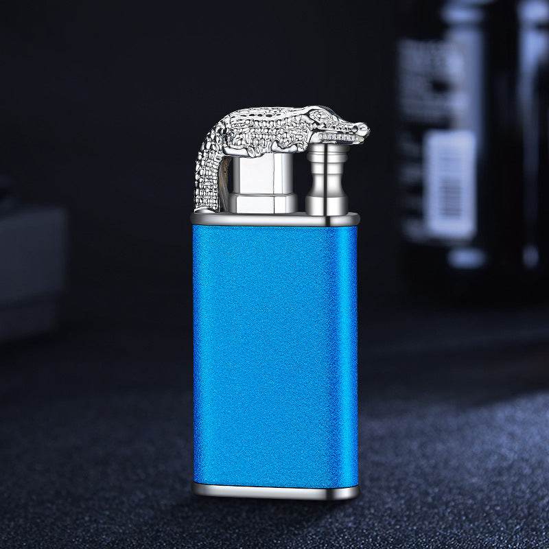 Creative Blue Flame Lighter Dolphin Dragon Tiger Double Fire Metal Winproof Lighter Inflatable Lighter - Mubimart