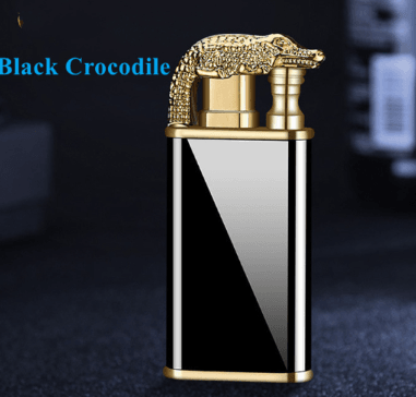 Creative Blue Flame Lighter Dolphin Dragon Tiger Double Fire Metal Winproof Lighter Inflatable Lighter - Mubimart