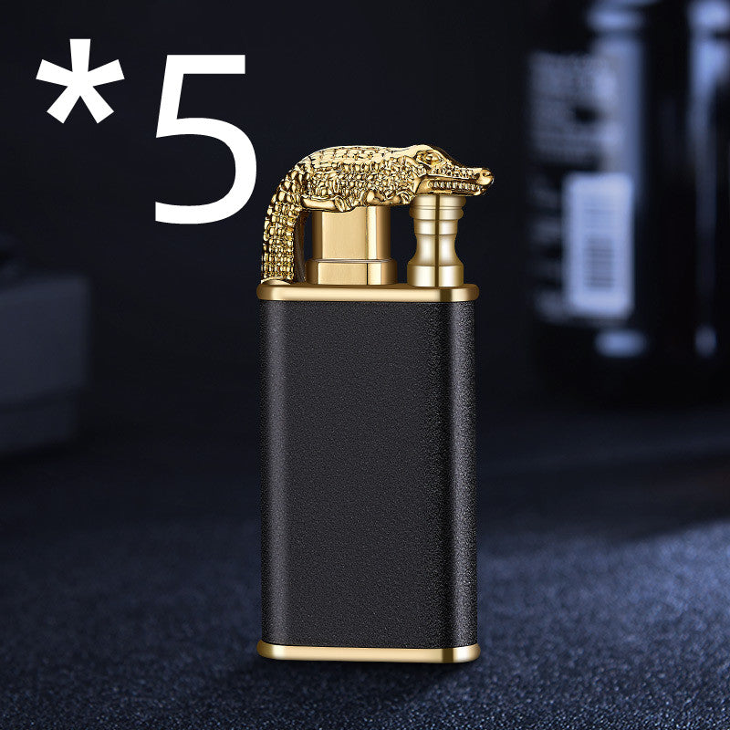 Creative Blue Flame Lighter Dolphin Dragon Tiger Double Fire Metal Winproof Lighter Inflatable Lighter - Mubimart -  