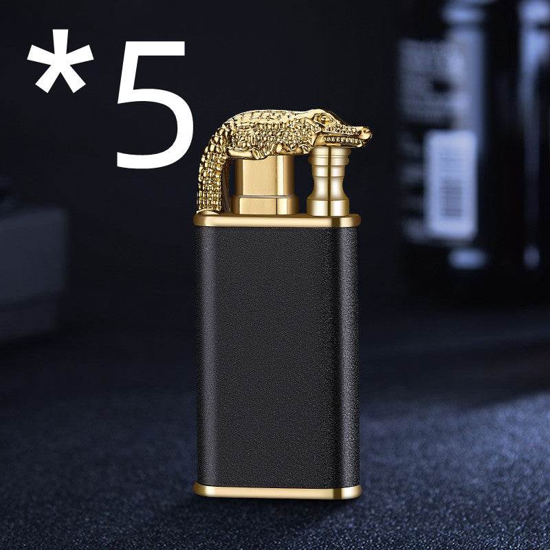 Creative Blue Flame Lighter Dolphin Dragon Tiger Double Fire Metal Winproof Lighter Inflatable Lighter - Mubimart