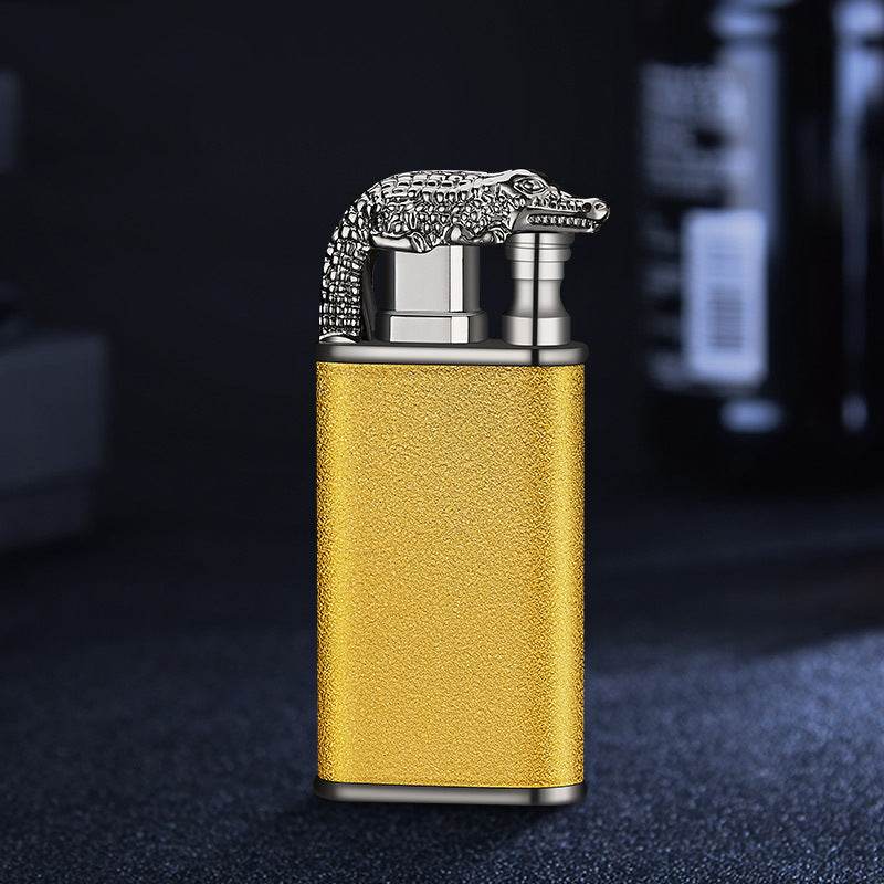 Creative Blue Flame Lighter Dolphin Dragon Tiger Double Fire Metal Winproof Lighter Inflatable Lighter - Mubimart