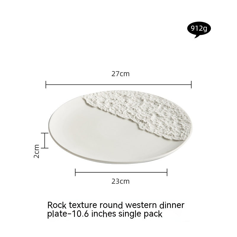 Creative Ceramic Western Pure White Rock Texture Plate - Mubimart -  