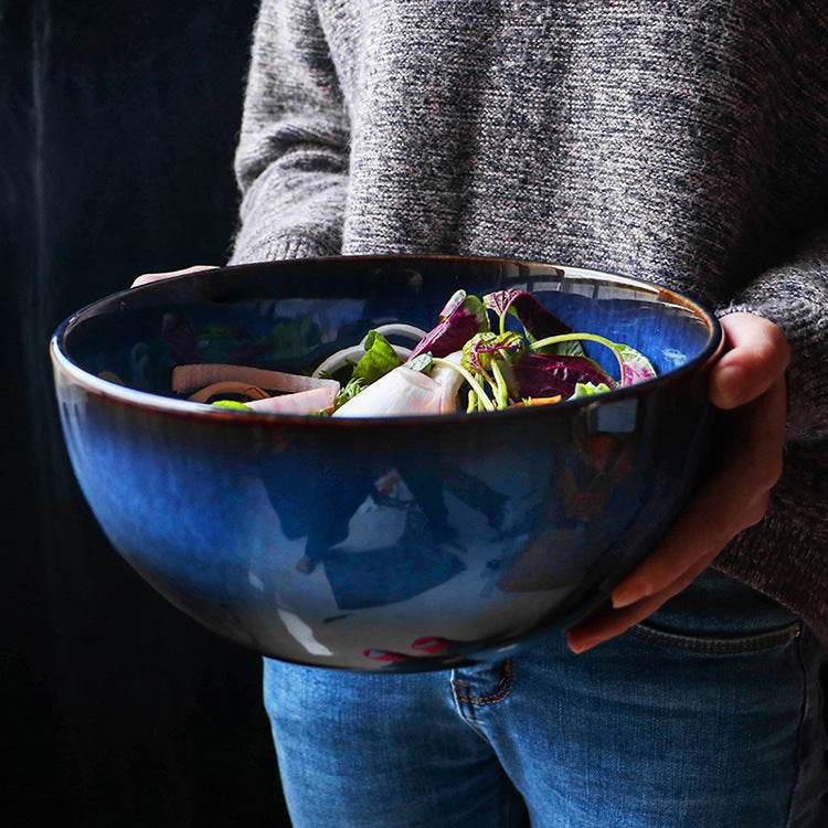 Creative Large Size Retro Tableware Household Bowl Porcelain Bowl - Mubimart