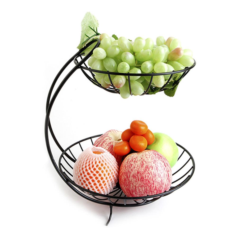 Creative Metal Fruit Basket Rack Living Room Fruit Drain Basket Home Iron Fruit Snack  Bowl Storage Basket Desktop Kitchen Organ - Mubimart - Metal basket 