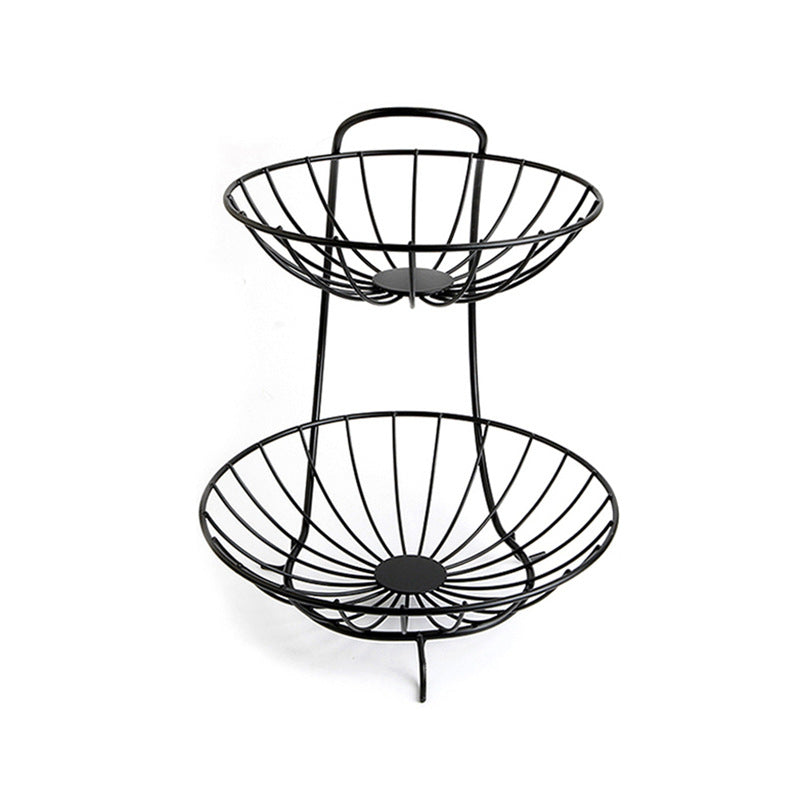 Creative Metal Fruit Basket Rack Living Room Fruit Drain Basket Home Iron Fruit Snack  Bowl Storage Basket Desktop Kitchen Organ - Mubimart -  