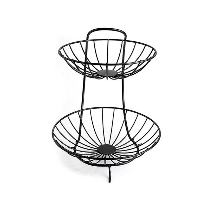 Creative Metal Fruit Basket Rack Living Room Fruit Drain Basket Home Iron Fruit Snack Bowl Storage Basket Desktop Kitchen Organ - Mubimart