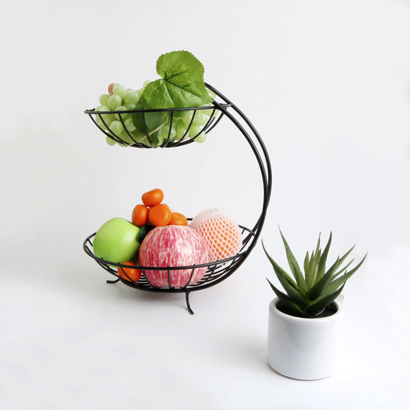 Creative Metal Fruit Basket Rack Living Room Fruit Drain Basket Home Iron Fruit Snack  Bowl Storage Basket Desktop Kitchen Organ - Mubimart -  