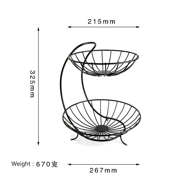 Creative Metal Fruit Basket Rack Living Room Fruit Drain Basket Home Iron Fruit Snack  Bowl Storage Basket Desktop Kitchen Organ - Mubimart -  