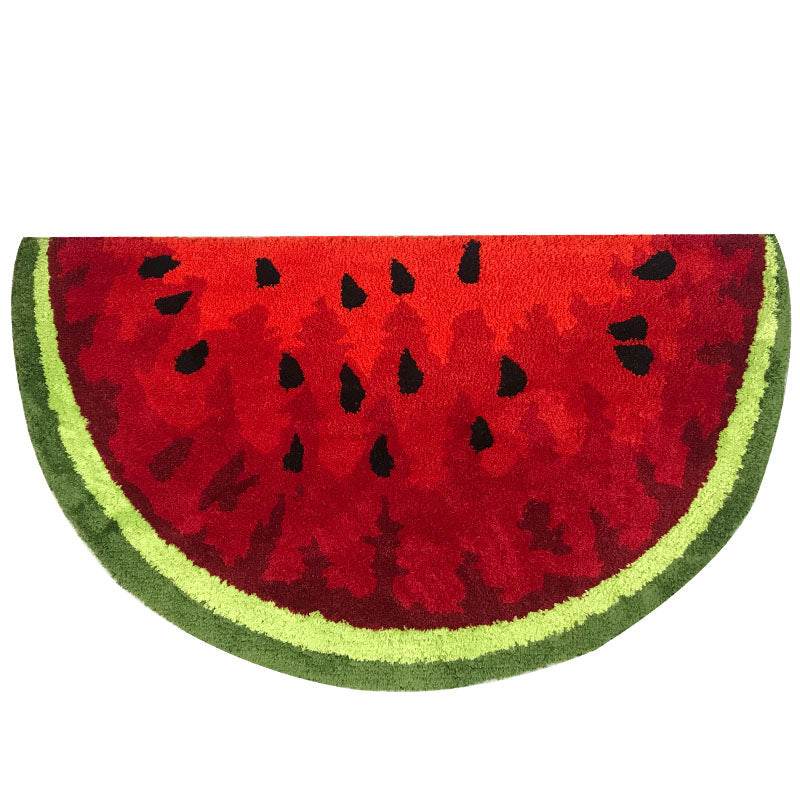 Creative Polyester Fiber Semicircle Watermelon Rug Kitchen Bathroom Carpet - Mubimart