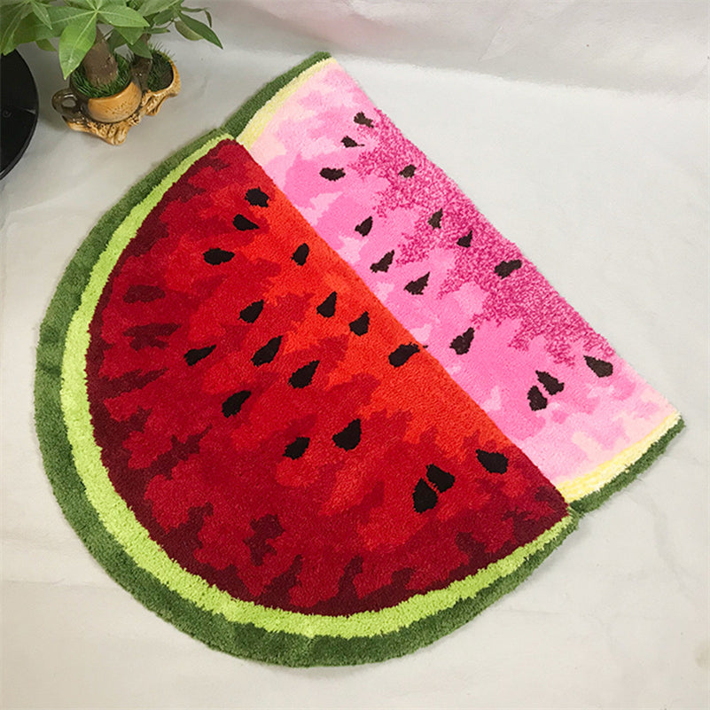 Creative Polyester Fiber Semicircle Watermelon Rug Kitchen Bathroom Carpet - Mubimart - Bathroom rug 