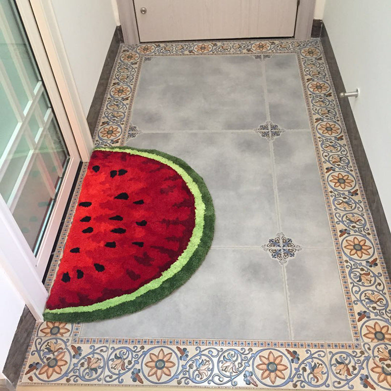 Creative Polyester Fiber Semicircle Watermelon Rug Kitchen Bathroom Carpet - Mubimart -  