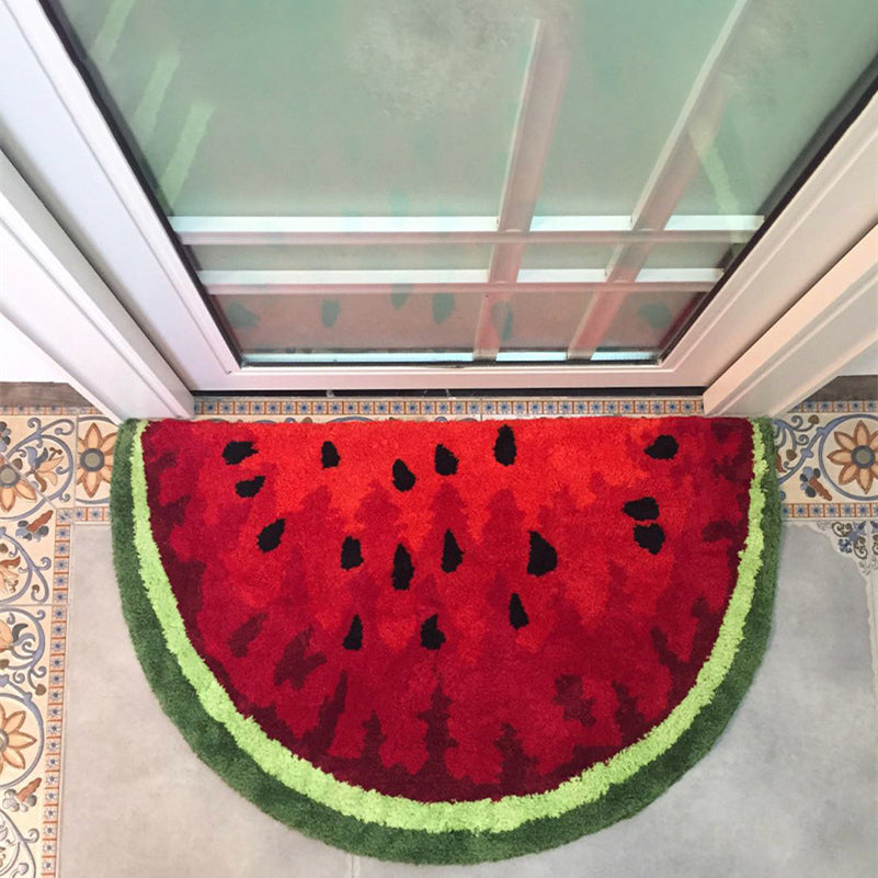 Creative Polyester Fiber Semicircle Watermelon Rug Kitchen Bathroom Carpet - Mubimart -  