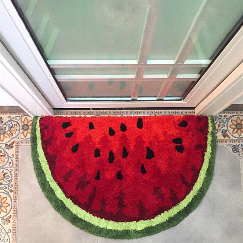 Creative Polyester Fiber Semicircle Watermelon Rug Kitchen Bathroom Carpet - Mubimart
