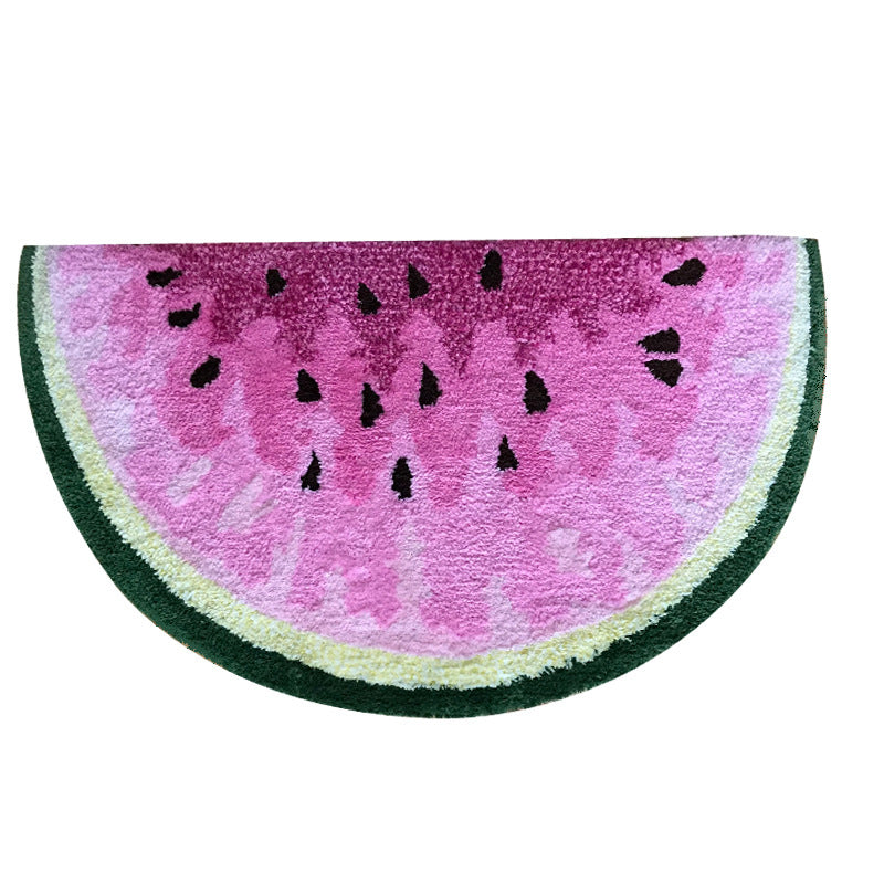 Creative Polyester Fiber Semicircle Watermelon Rug Kitchen Bathroom Carpet - Mubimart -  