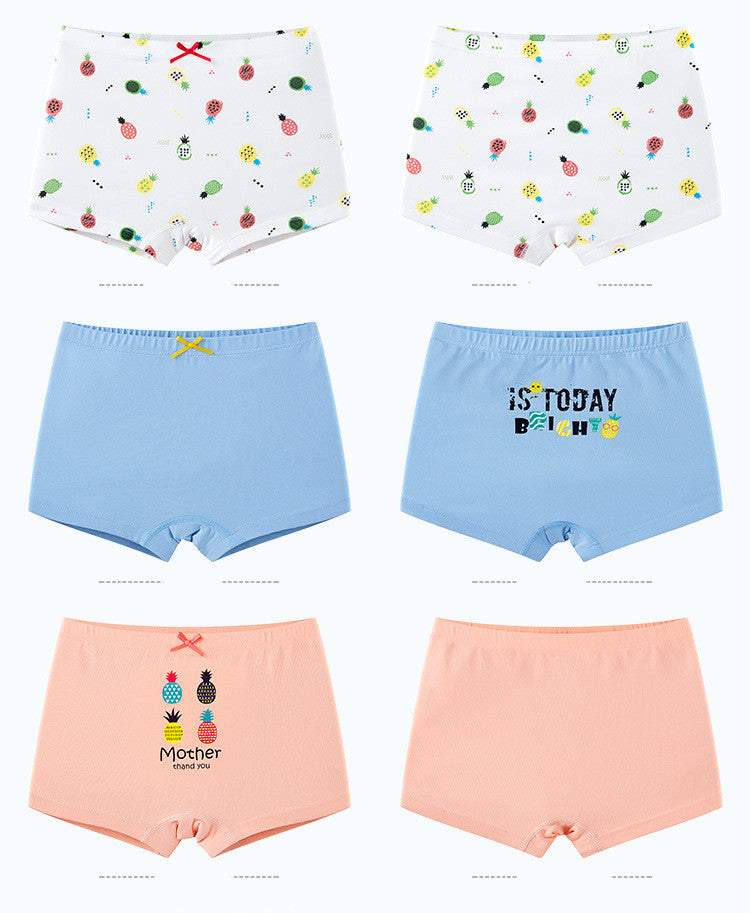 Creative Print Cotton Girls Underwear Boxer Set - Mubimart -  