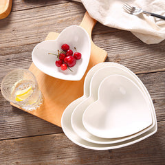 Creative Pure White Ceramic Heart-shaped Plate Bowl Western Cuisine - Mubimart -  